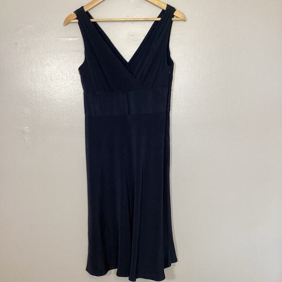 J Crew Sophia Dress Size 4 Navy Blue 100% Silk Fit & Flare Evening Cocktail - Picture 12 of 14